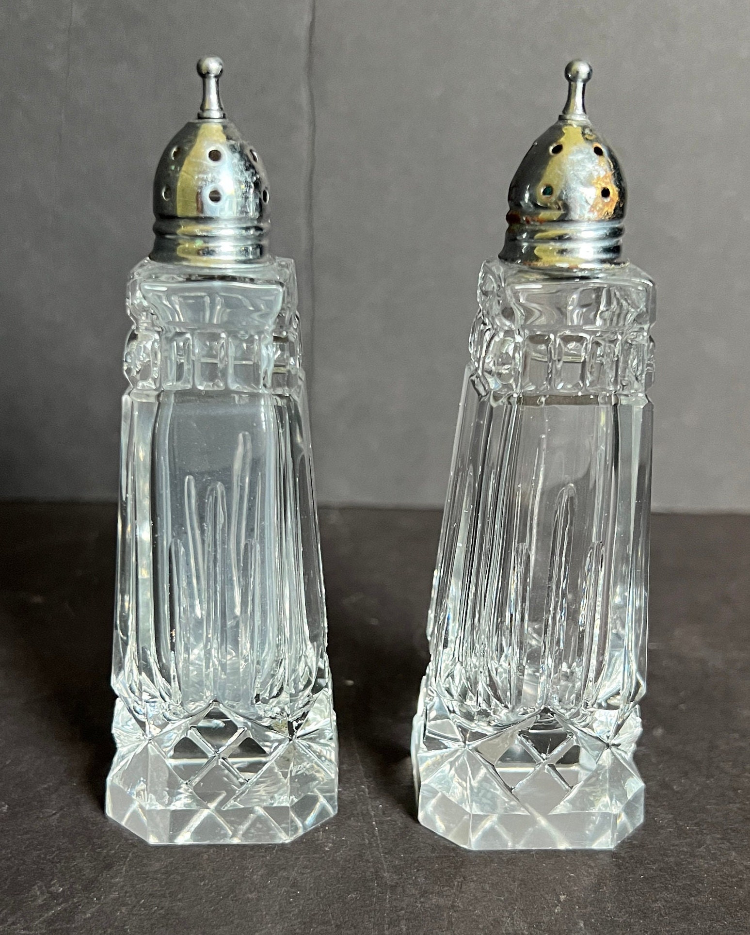 Cut glass salt and pepper shakers discount