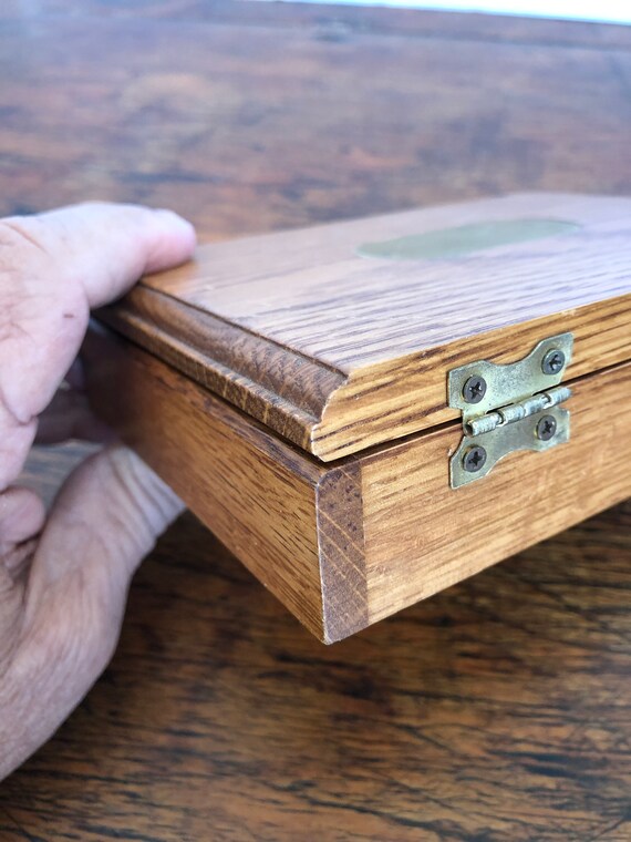 Wood Box, Vintage, Oak, Trinket Box, Cuff Link Bo… - image 8