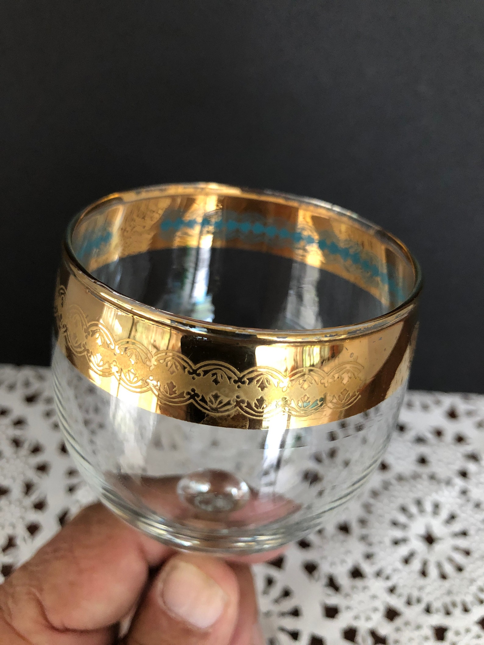 Vintage Gold Banded Crystal Stemware Sherry Glases Etsy