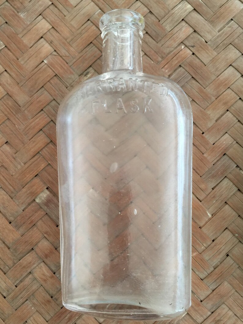 Antique Hip Flask Glass Bottle Civil War Flask Etsy