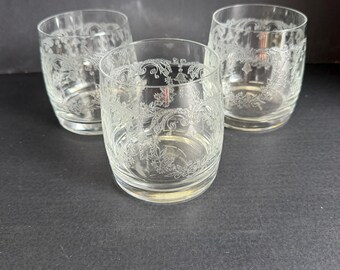 Cascade Import Association, Bohemian Crystal, Needle Etched, Large Swag Etched Design, Gatsby Glamour, Set of 3