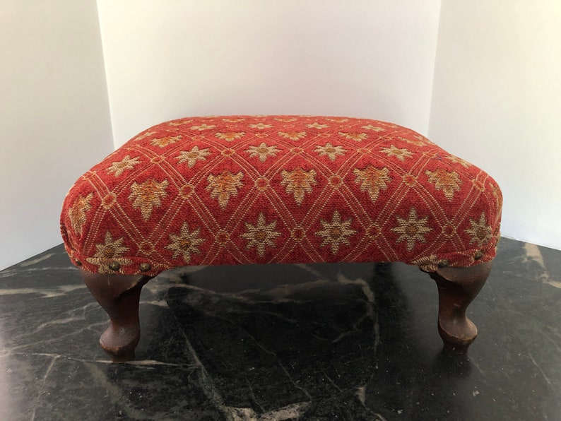 Foot Stool Antique Cabriole Legs Horsehair Stuffing Etsy