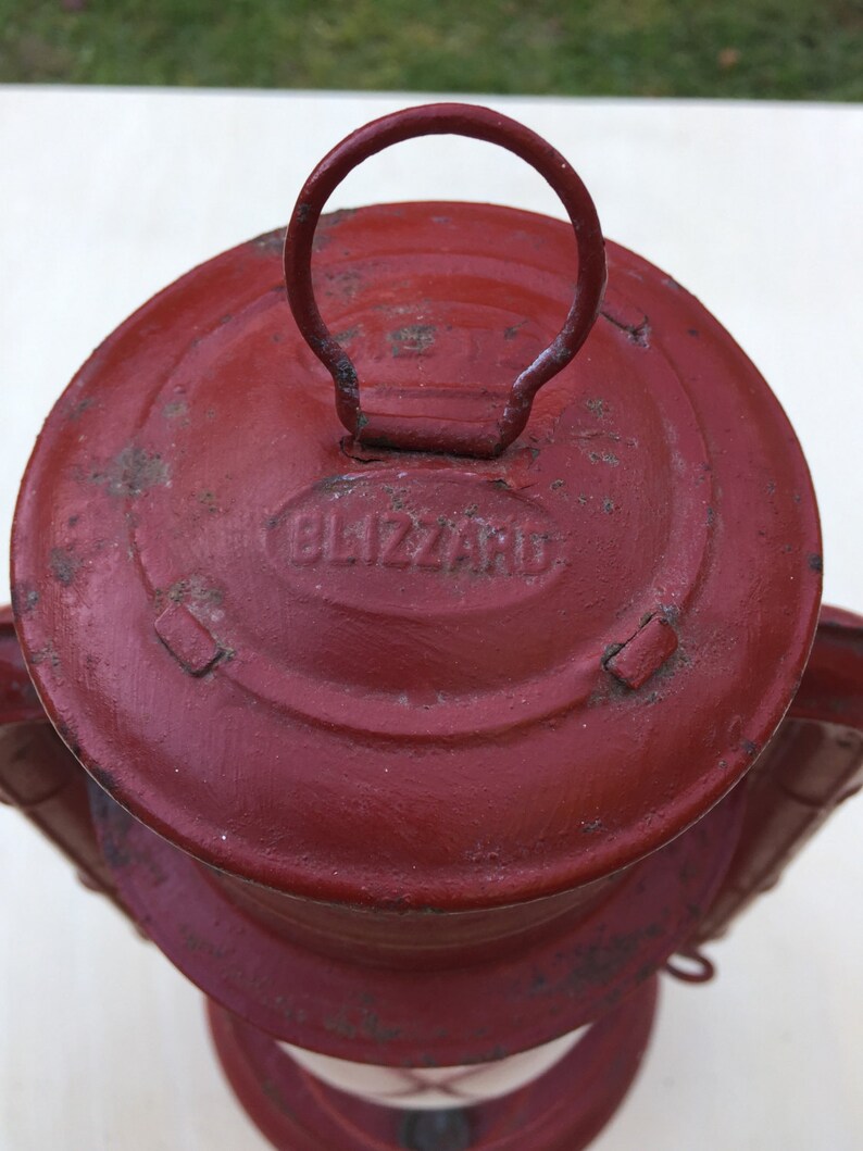 RED BLIZZARD Hurricane Lantern Vintage