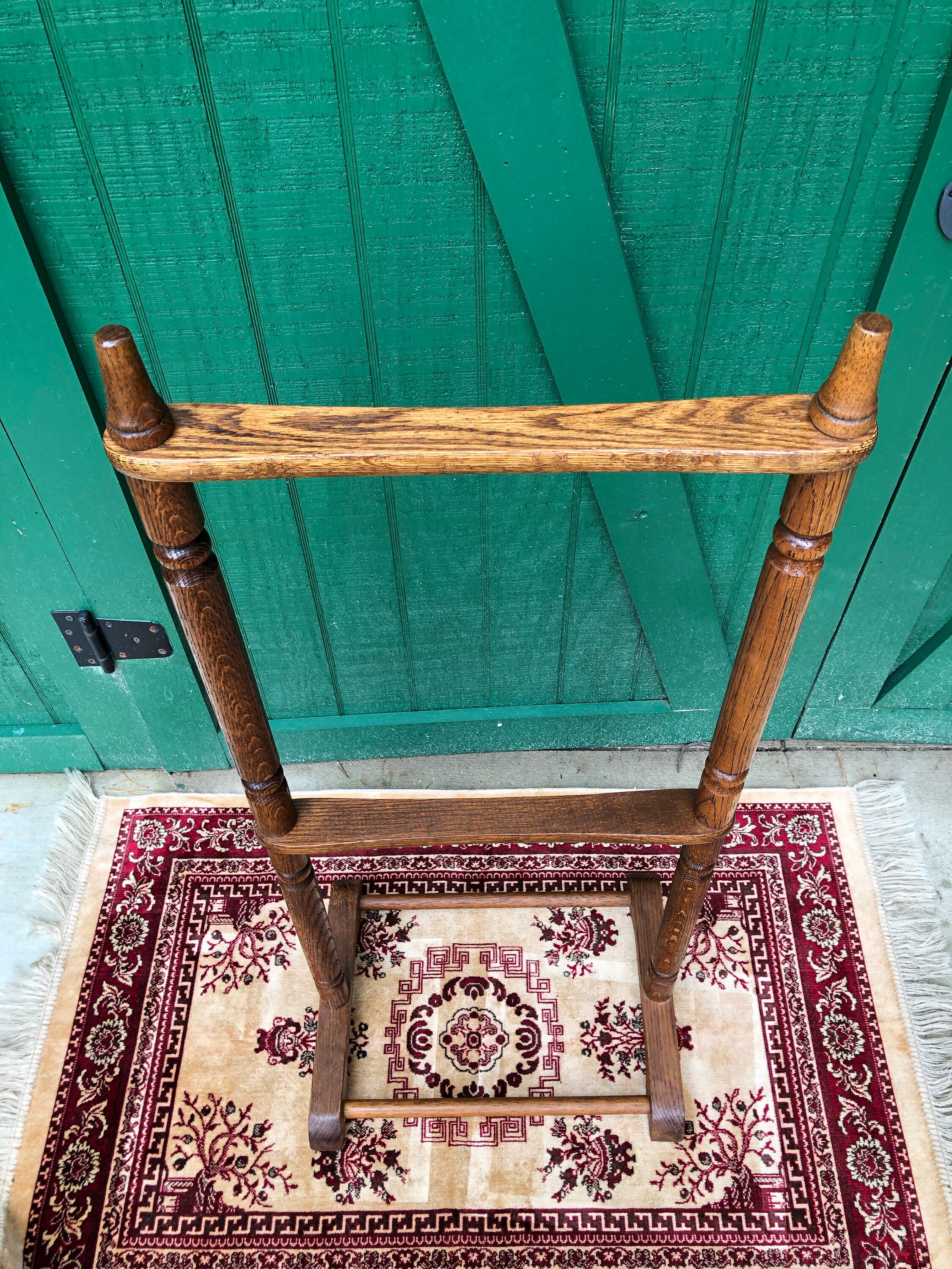 Quilt Rack Oak Wood Rack Bedroom Blanket Rack Hand Turned Etsy