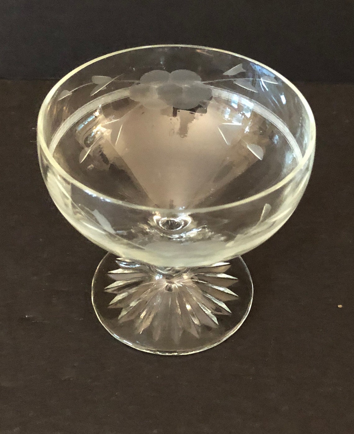 Sherbets, Antique, EAPG, Etched Glass, Flower & Ribbon Motif, Coupe ...