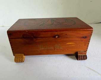 Cedar Wood Footed Trinket Box From Madison Wisconsin