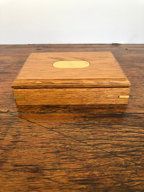 Wood Box, Vintage, Oak, Trinket Box, Cuff Link Bo… - image 2
