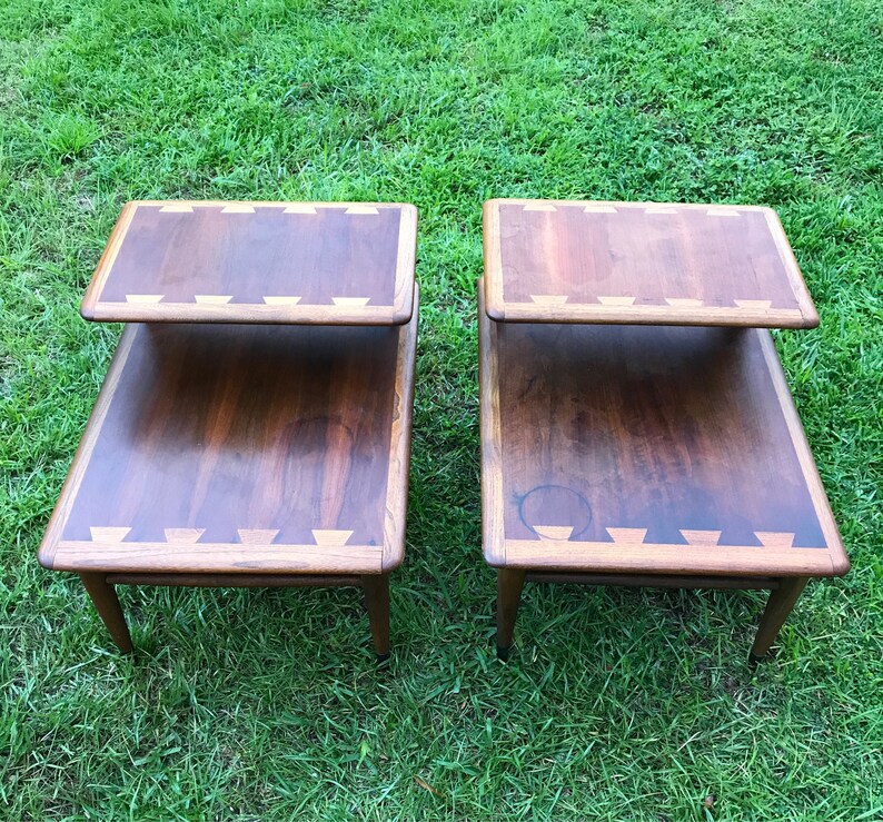 Mid Century Modern Two Tier Tables Guitar Pic End Tables Etsy
