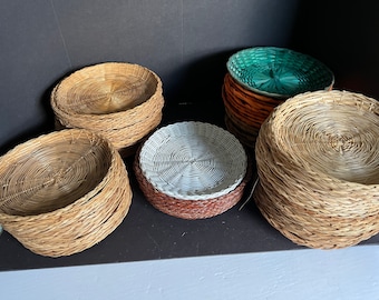 Paper Plate Holders, Wicker Plate. Grass Plates, Colored Grass Plates, Picnic Accessory, OPEN STOCK, Sold Individually