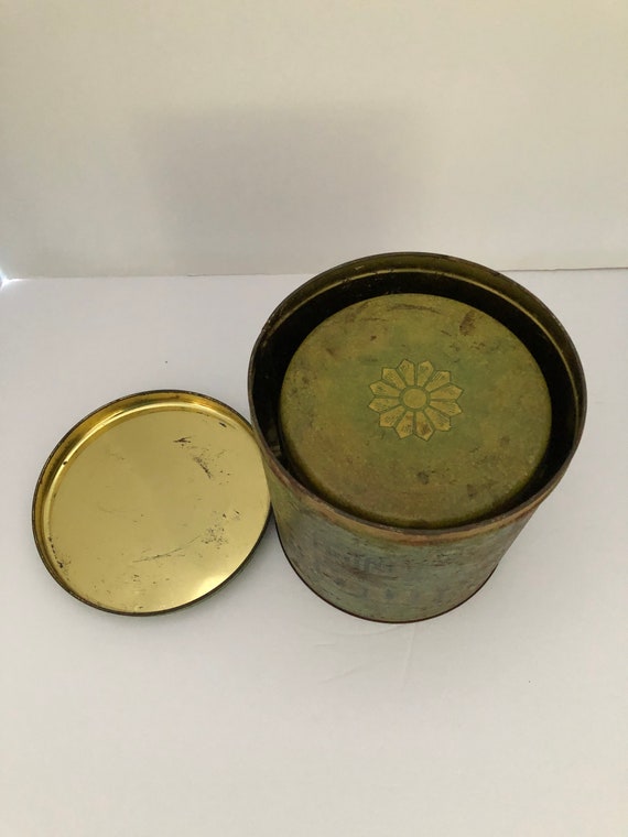 Fluffy, Green, Flour Tins, Set, 3 Tins, Flour, Sugar, Tea Vintage