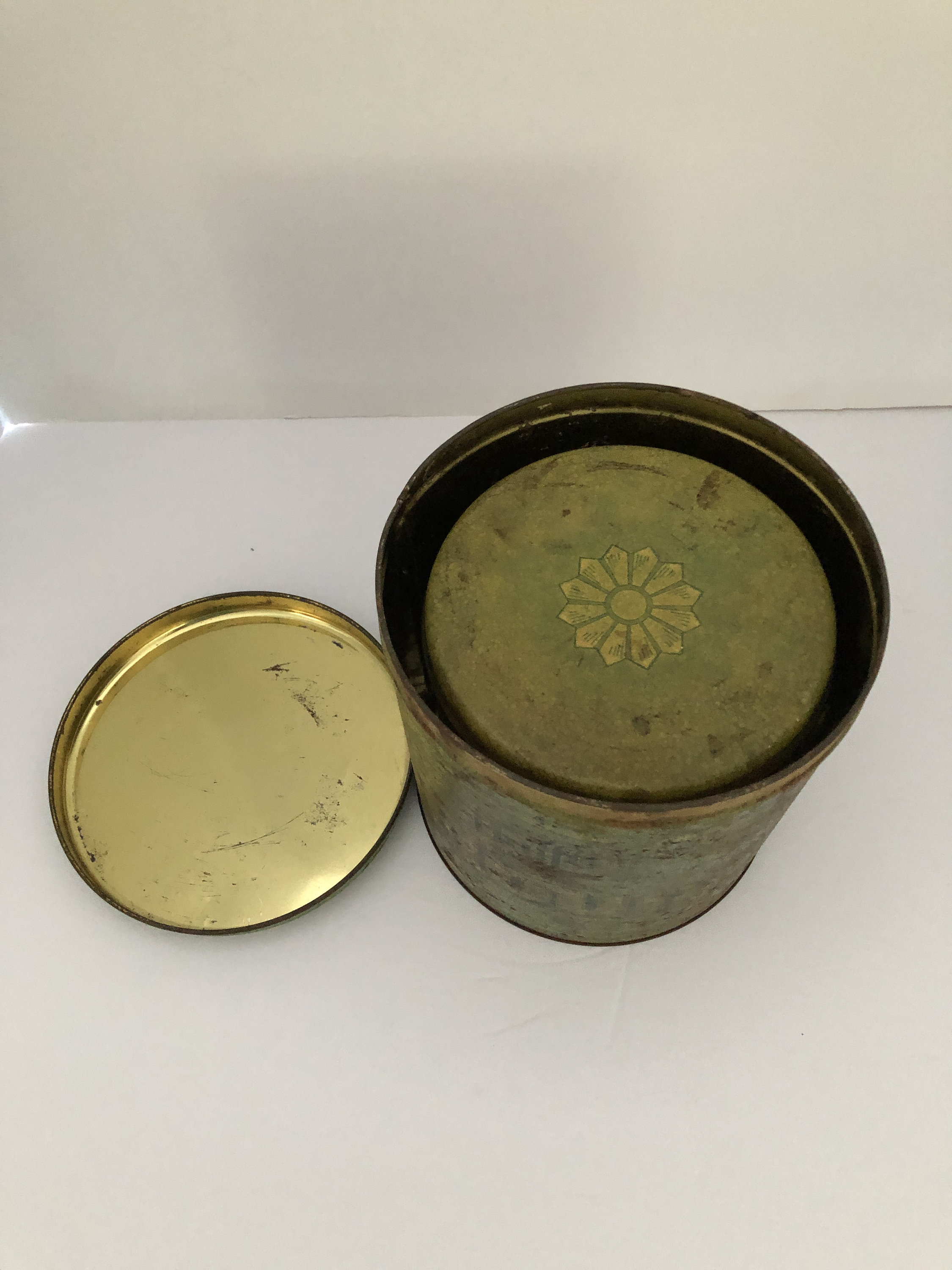 アンティーク　Tala社　FLOUR缶 クリーム&グリーン Fluffy, Green, Flour Tins, Set, 3 Tins, Flour, Sugar, Tea