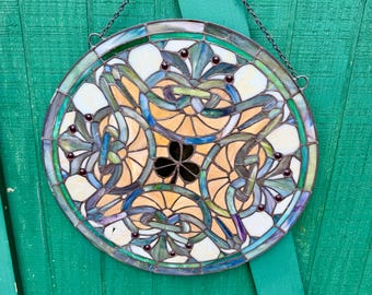Stain Glass, Shamrock , Fleur-De-Lis, Celtic Design, Copper Foil Technique,  Large