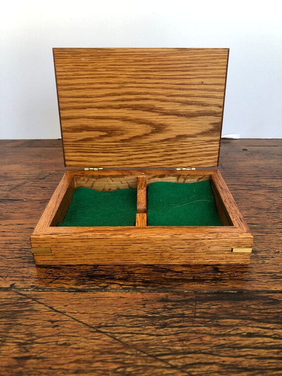 Wood Box, Vintage, Oak, Trinket Box, Cuff Link Bo… - image 3