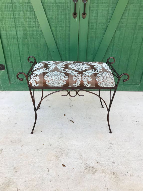 Vintage Vanity Seat Wrought Ironclassy Bench Etsy