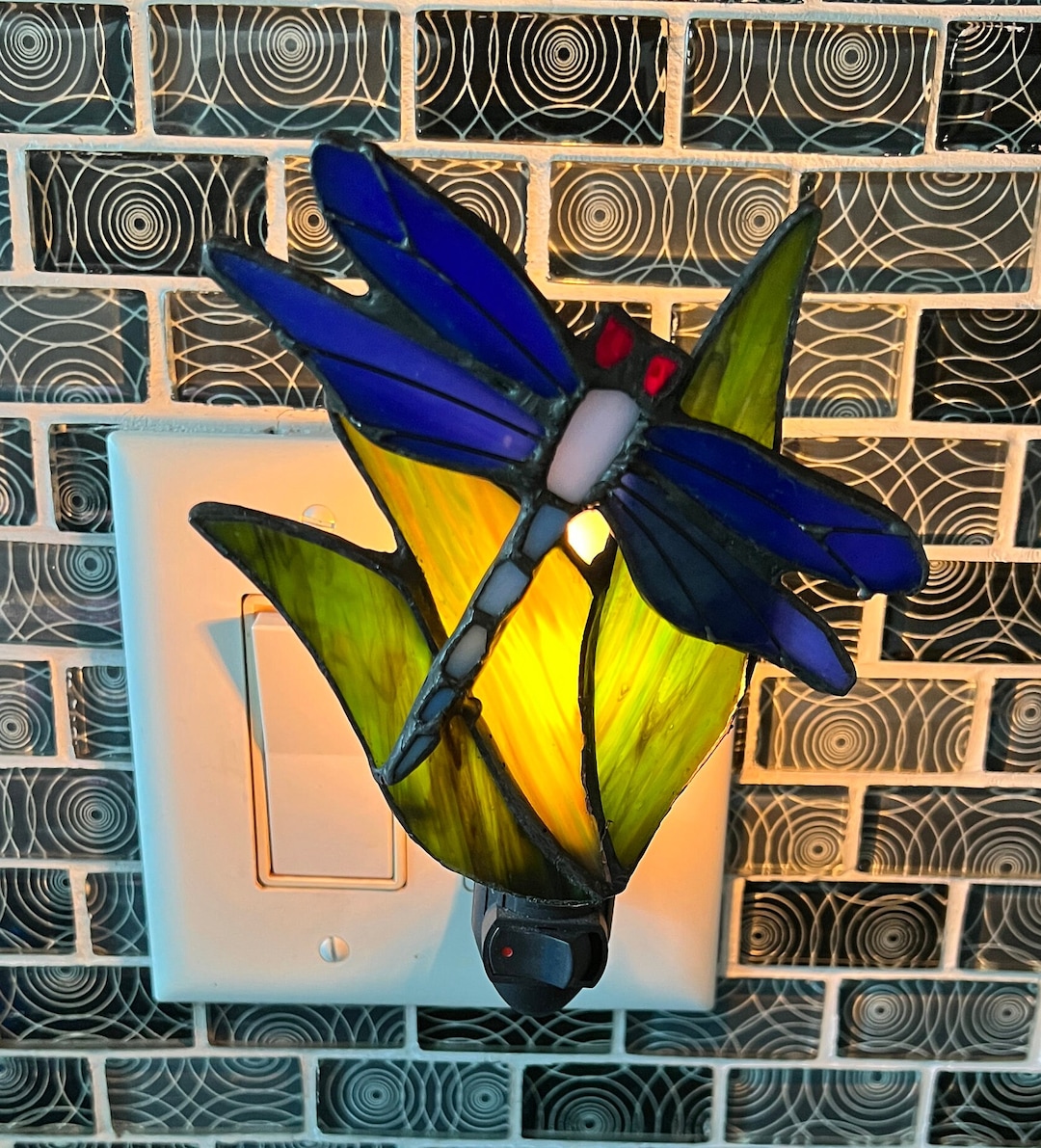Stain Glass, Night Light, Dragonfly, Leaded Copper Foil Etsy