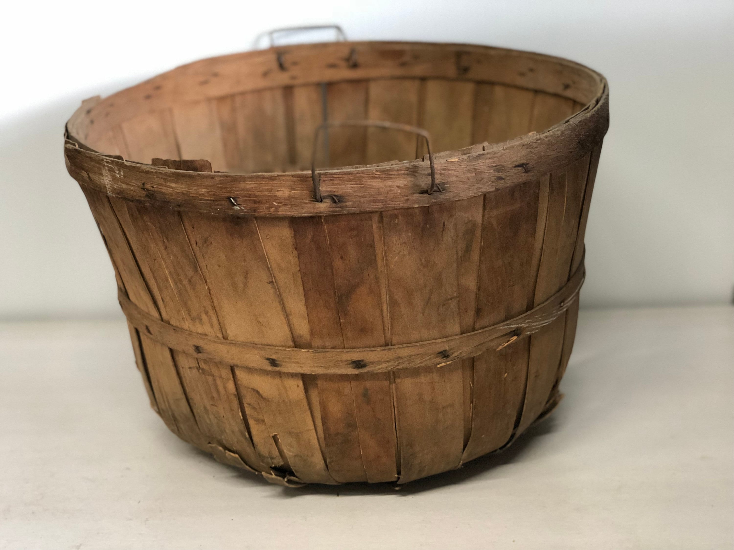 Antique Bushel Basket Primitive Wood Basket Gathering Etsy