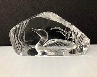 Paperweight,Lead Crystal, Matt Jonasson, Sweden,Etch Signed,