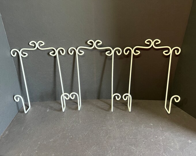 Plate Displays 3 Vintage Wrought Iron Plate Hangers Tray Etsy