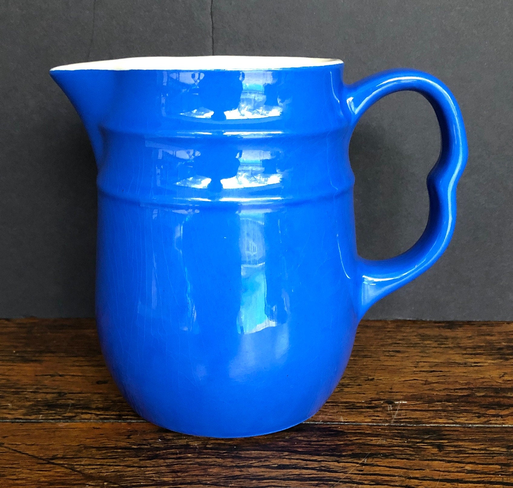 Blue Milk Pitcher Oxford Stoneware USA Fine Art Ceramic Etsy