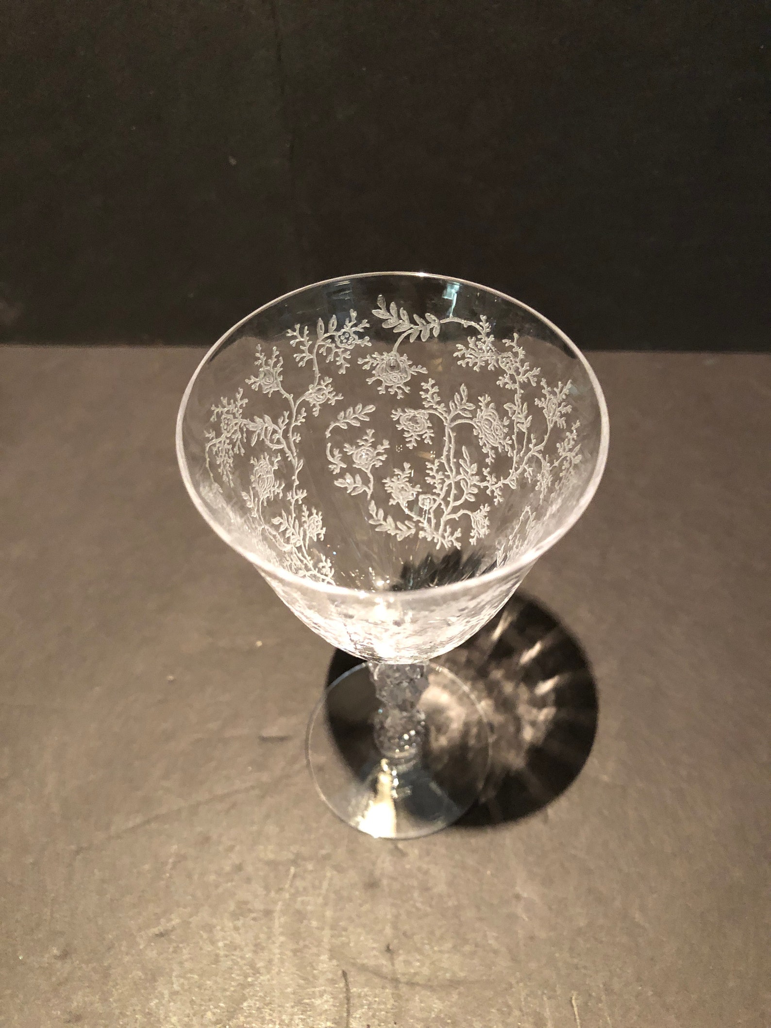 Fostoria, Chintz Pattern, Crystal Water, Wine, Cordials, Vintage