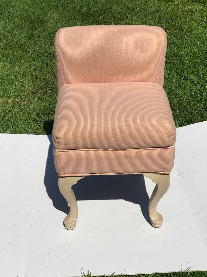 Pink Chair Upholstered Vanity Wood Legs Upholstery Fabric Mid Century Modern