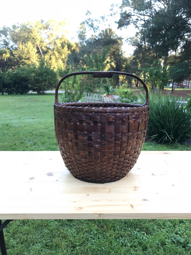 Antique Basket Gathering Basket Egg Gathering Basket Finger Etsy