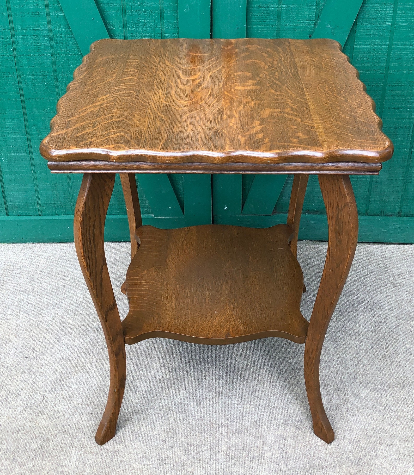 Oak End Table Antique Scalloped Edges Side Table Etsy