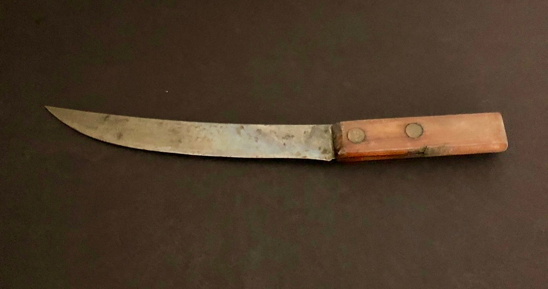 Harrington Cutlery Knife, Wood Handle, Antique Chef Knife, Marked