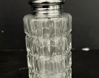 Shaker, Block Pattern Glass, EAPG, Metal Top, Sugar Shaker, Water Shaker For Ironing, Vintage Powder Shaker, Salt Shaker, Collectable Shaker