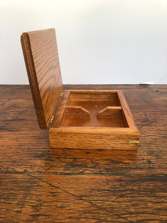 Wood Box, Vintage, Oak, Trinket Box, Cuff Link Bo… - image 10