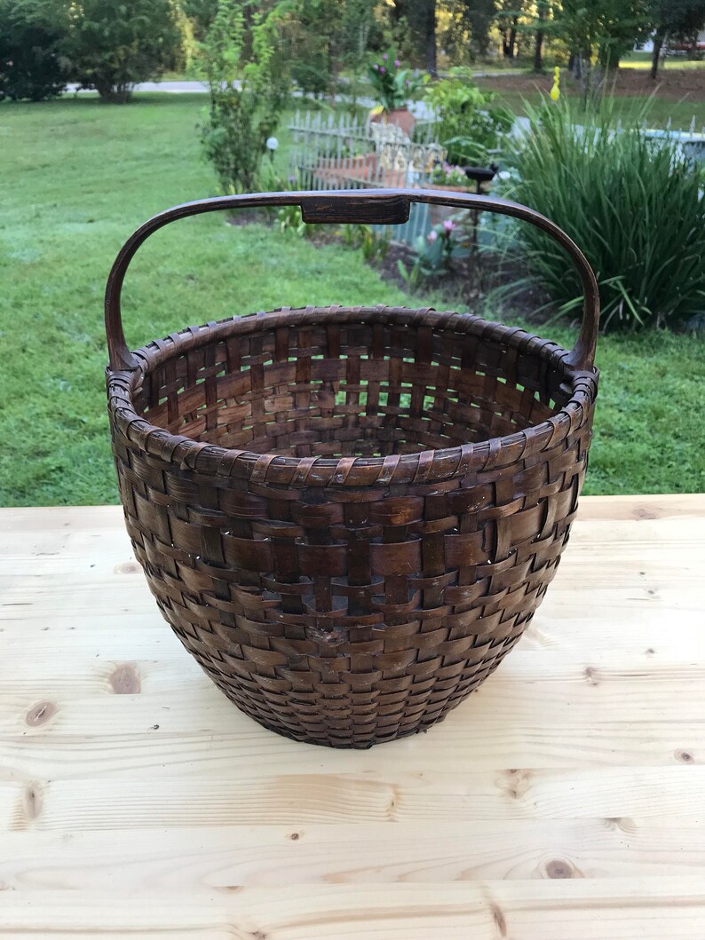 Antique Basket Gathering Basket Egg Gathering Basket Finger Etsy