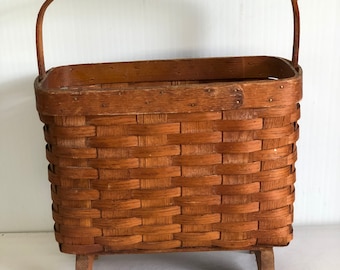 Splint Basket, Antique, Farm House Basket ,Gathering Basket, Fire Place Basket