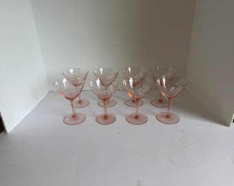 Tiffin, Pink Crystal Stemware, Circa 1930, Depression Glass
