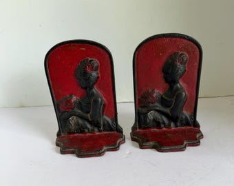 Cast Iron Woman Bookends