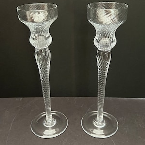 Candlesticks, Mikasa, Made in Germany,  Swirl Candlesticks, Lead Crystal , Spiral,  Pillar, Candle Holder,