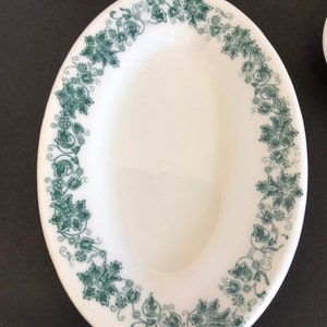 Shenango Restaurant China Lot, Green Floral Vitrified Plates, Creamer, Gravy Boat