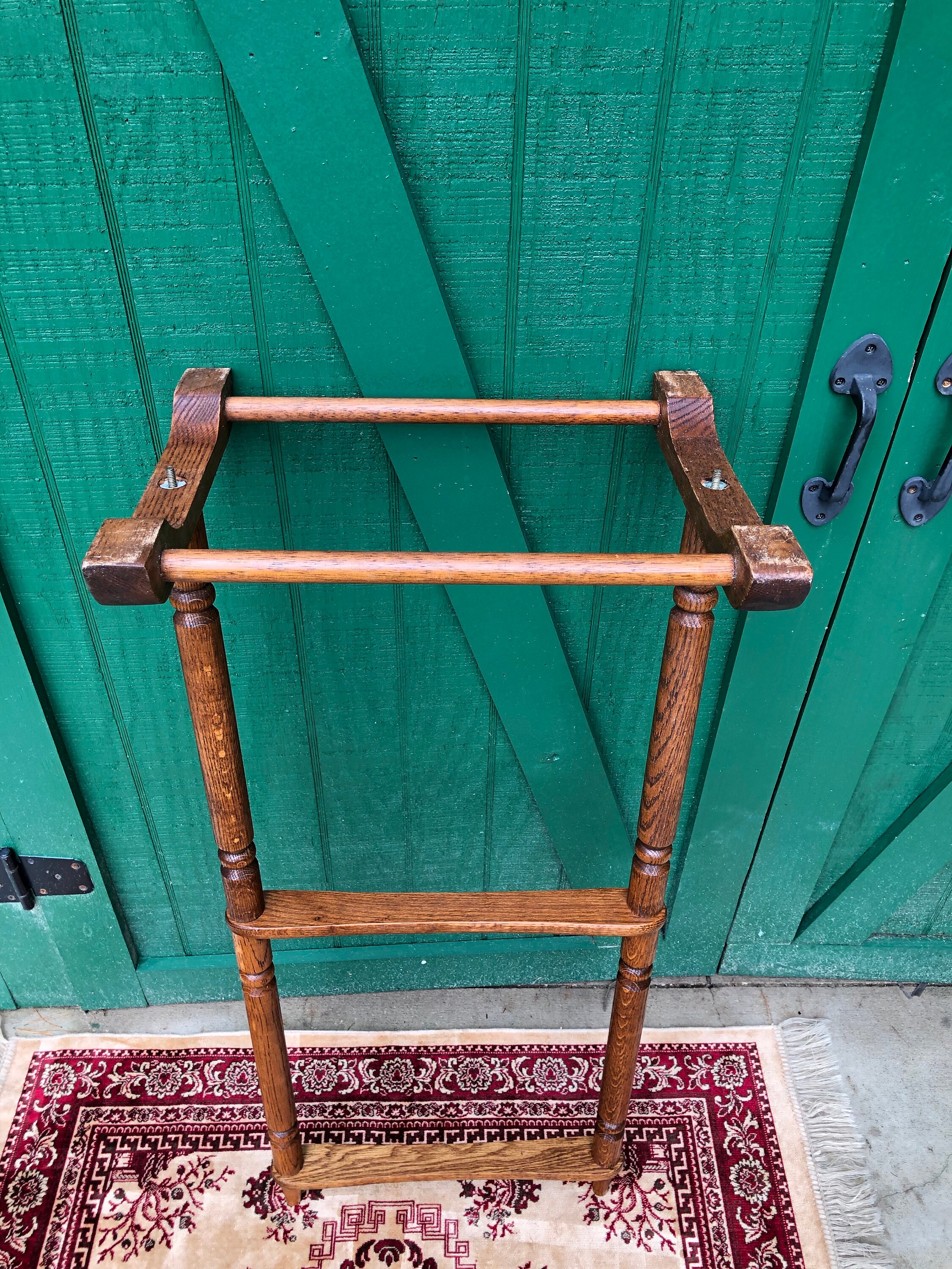 Quilt Rack Oak Wood Rack Bedroom Blanket Rack Hand Turned Etsy