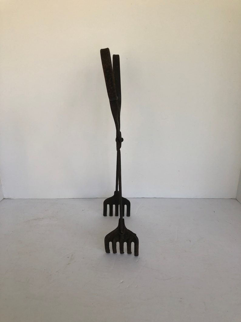 Wrought Iron & Cast Iron Coal Tongs Black Smith Tool Fire Etsy