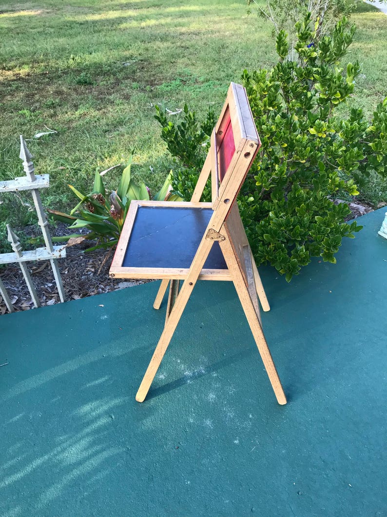 Vintage Chalk Board Real Stone Slate Easel Original Etsy