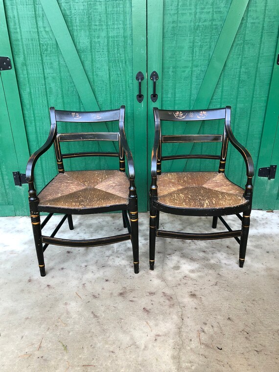 Pair Antique Hitchcock Chairs Colonial Classic Side Etsy