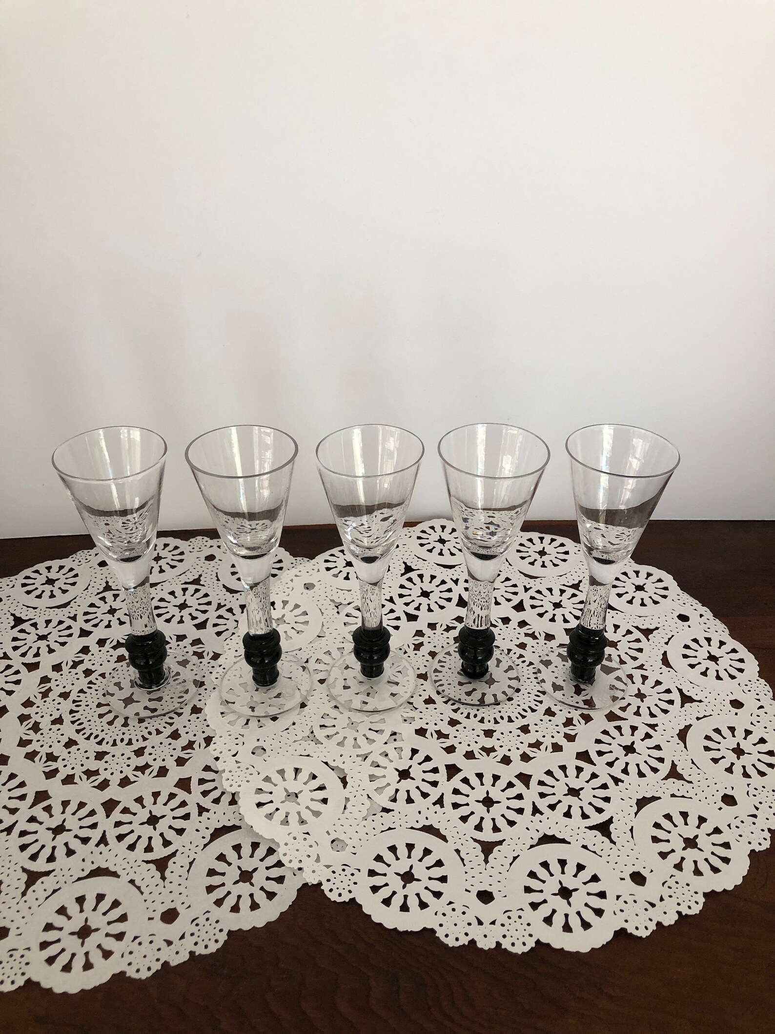 Tequila Rose Shooters Hand Blown Glass Black Button Stem Etsy