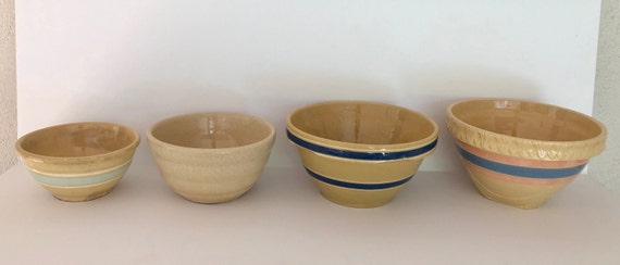 Heritage Blue Stripe Stoneware Mixing Bowls (Set of 4)