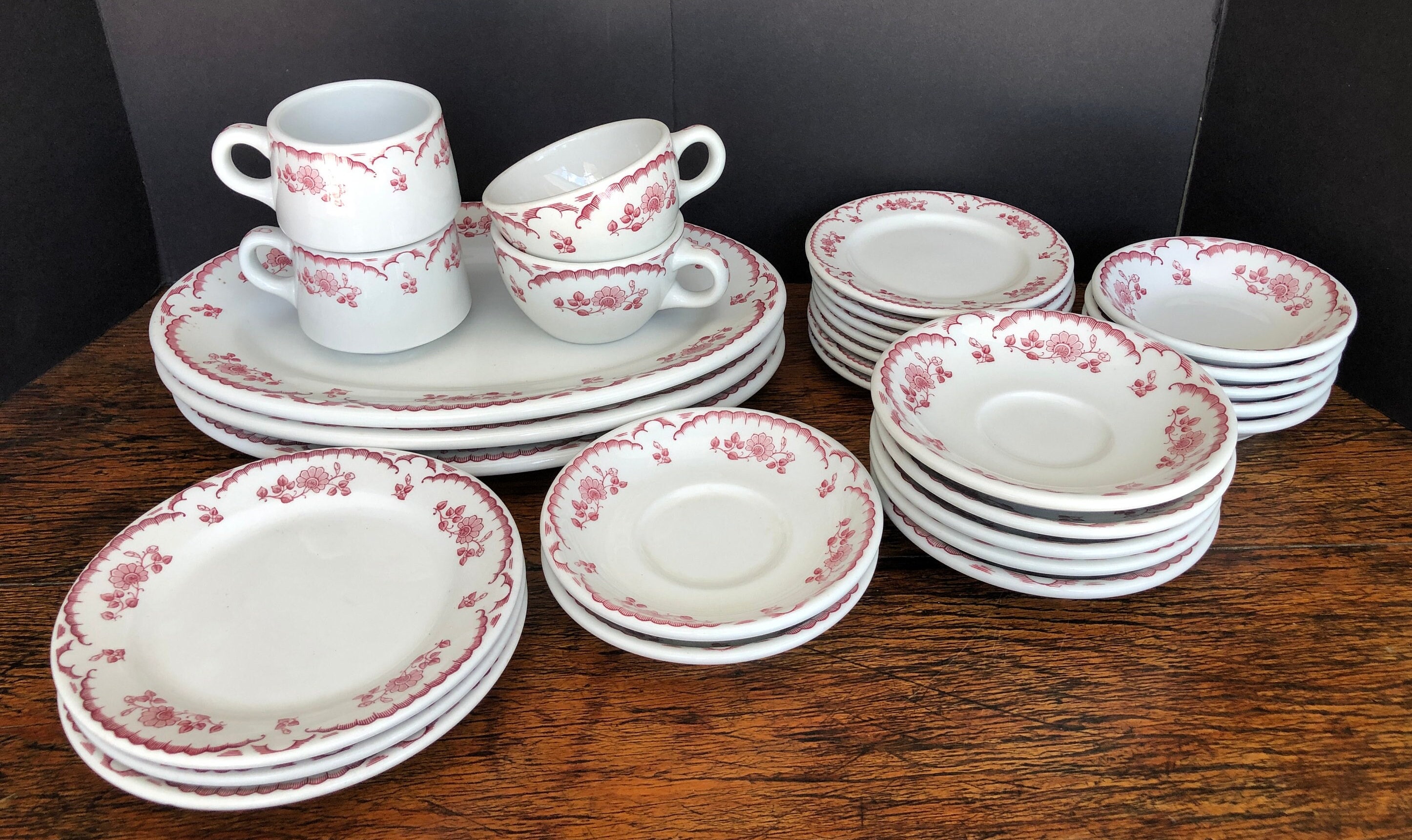 Shenango, Restaurant Ware, Chardon Rose Red Pattern