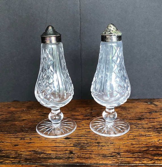 Waterford Salt and Pepper Shakers Lismore Footed Silver Plate Cut Glass Booboozbazaar Etsy Ireland