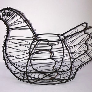 Wire Chicken Egg Basket, Vintage Wire Basket, Chicken Gathering