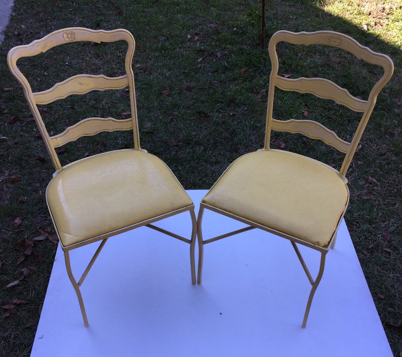 Yellow Metal Chairs Etsy