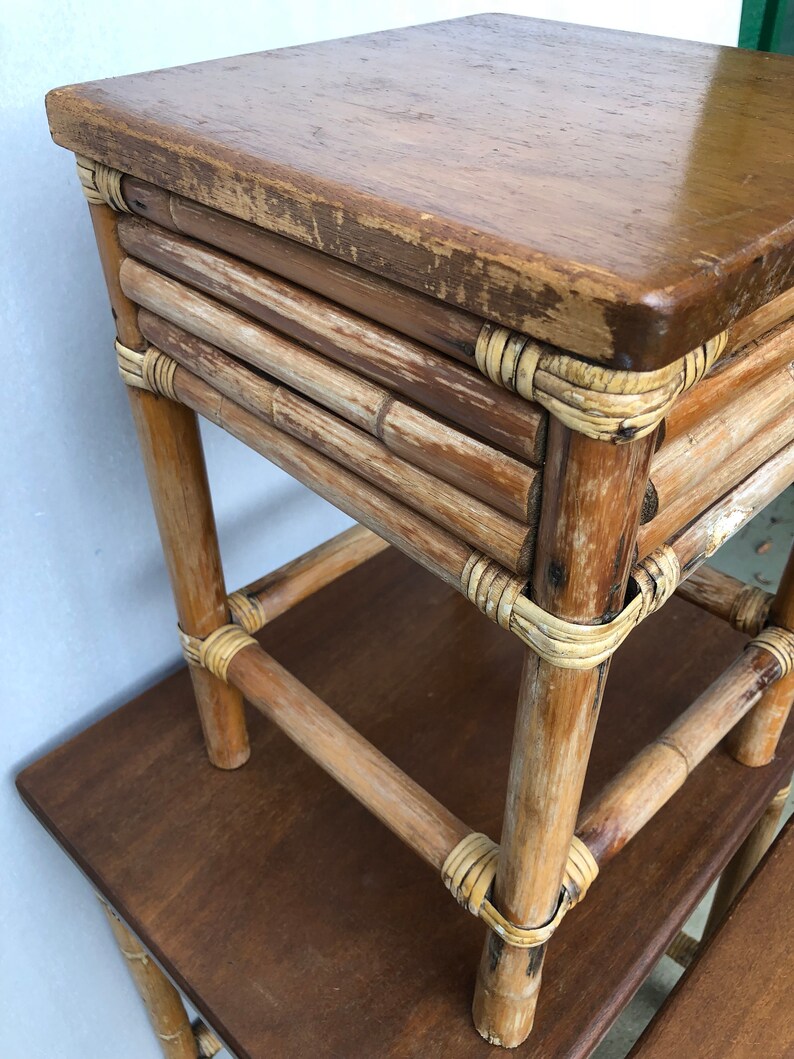 vintage bamboo nesting tables