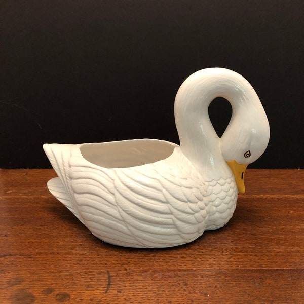 China Swan,  Gaggle of Geese, Just Ducky Bowl ,Hand Crafted, Makers Mark, Circa 1984