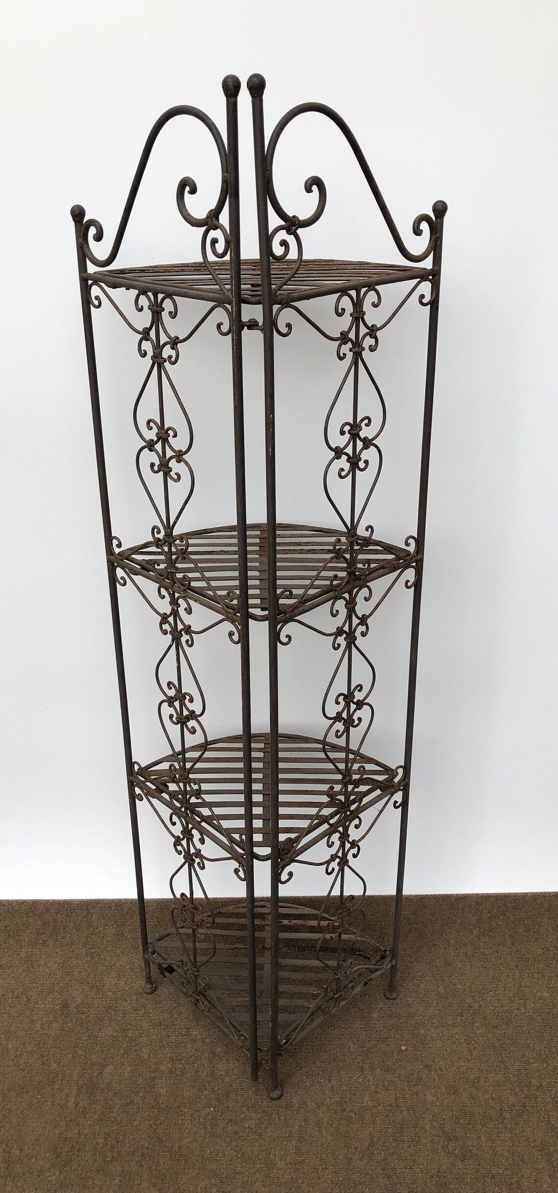 Whatnot Wrought Iron Corner Shelf Whatnot Shelf Plant Etsy