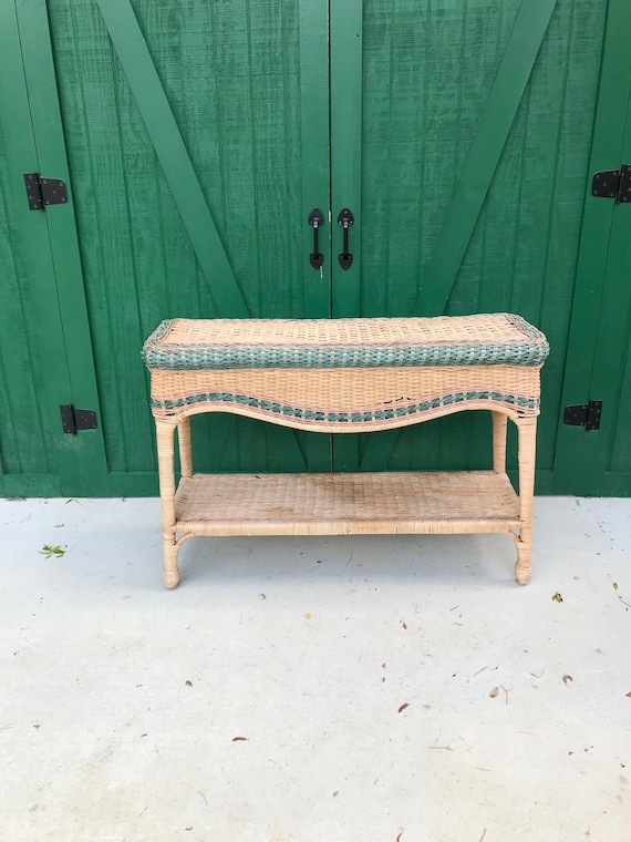 Vintage Wicker Sofa Table Natural WickerWood Woven Rattan ...